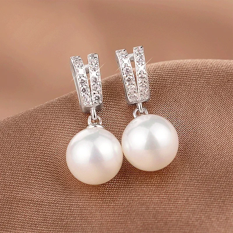 Ne'w New Trendy Simulated Pearl Dangle Earrings for Women Fashion Wedding Engagement Accessories Simple Stylish Girls