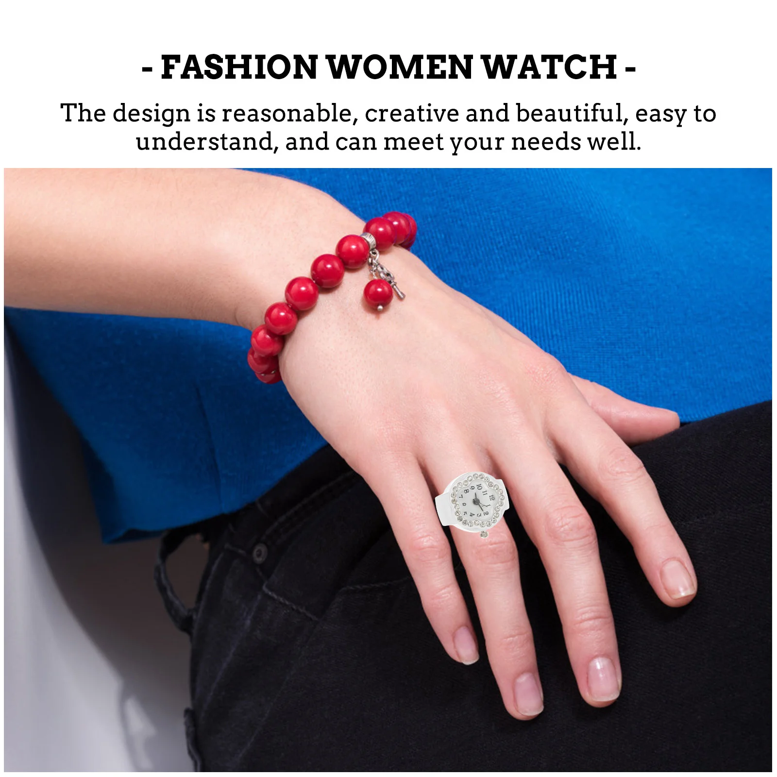 

1Pcs Stylish Diamond Decorative Ring Watch Elegant Jewelry Watch for Ladies Girls Unique Design Simple and Practical Timepiece