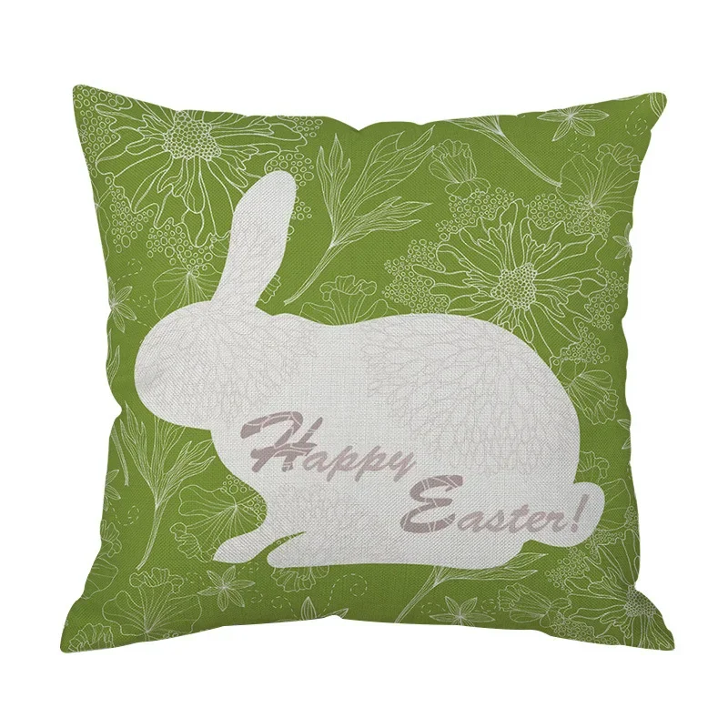 

Happy Easter Bunny Linen Pillow Case Rabbit Egg Sofa Cushion Cover Car Throw Pillow Covers Decorative Pillows Home Fall Decor