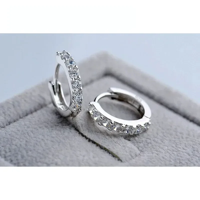 Pendientes de Aro de Cristal con Pedrería y Plata de Ley 925, Joyería Romántica de Lujo para Mujer, Estilo 2025