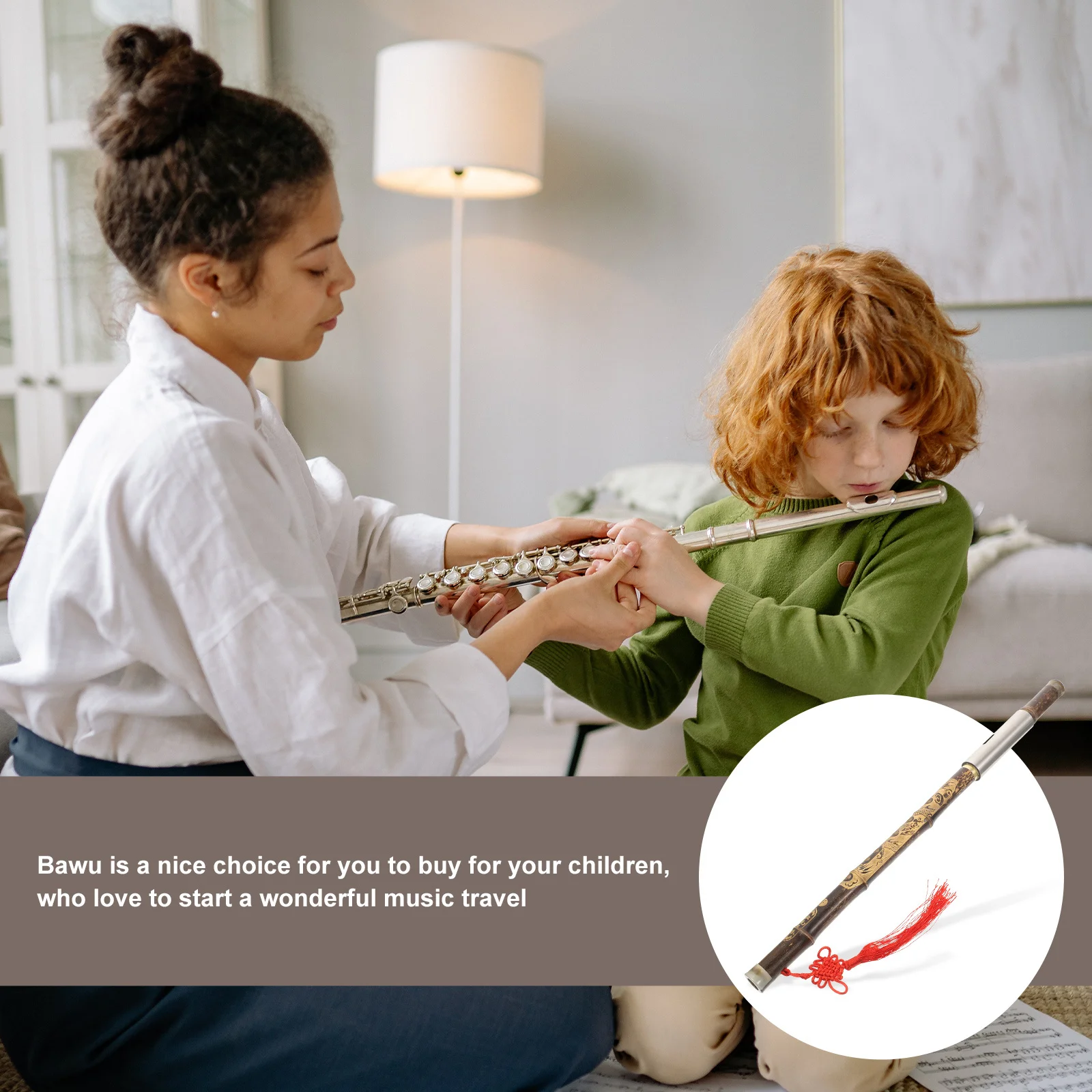 

F Key Bawu Flute Handheld Woodwind Instrument Smooth Sound Hole Folk Vertical Wind Musical Instrument For