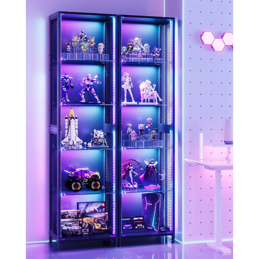 72" Tall Display Case with LED Lights, Display Cabinet for Small Space view 4