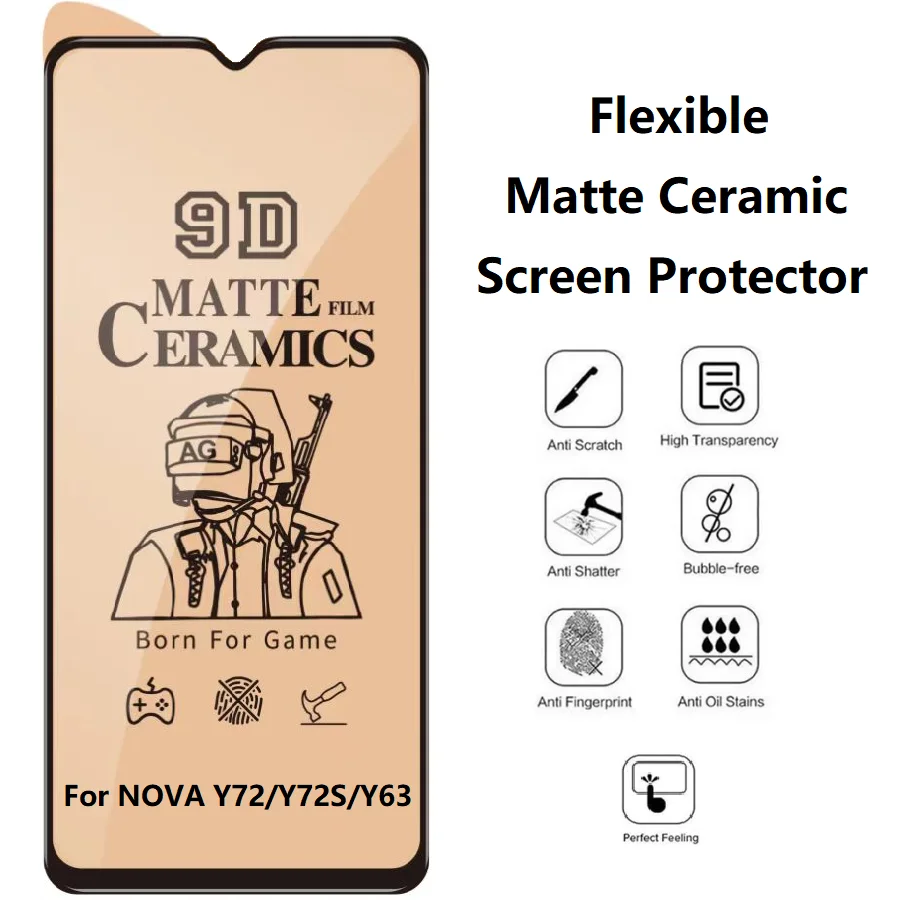 3-In-1 For Huawei Nova Y72S Tempered Glass Nova Y72 Screen Protector (Matte+Privacy Film)+Lens Protector+Back Film Nova Y63