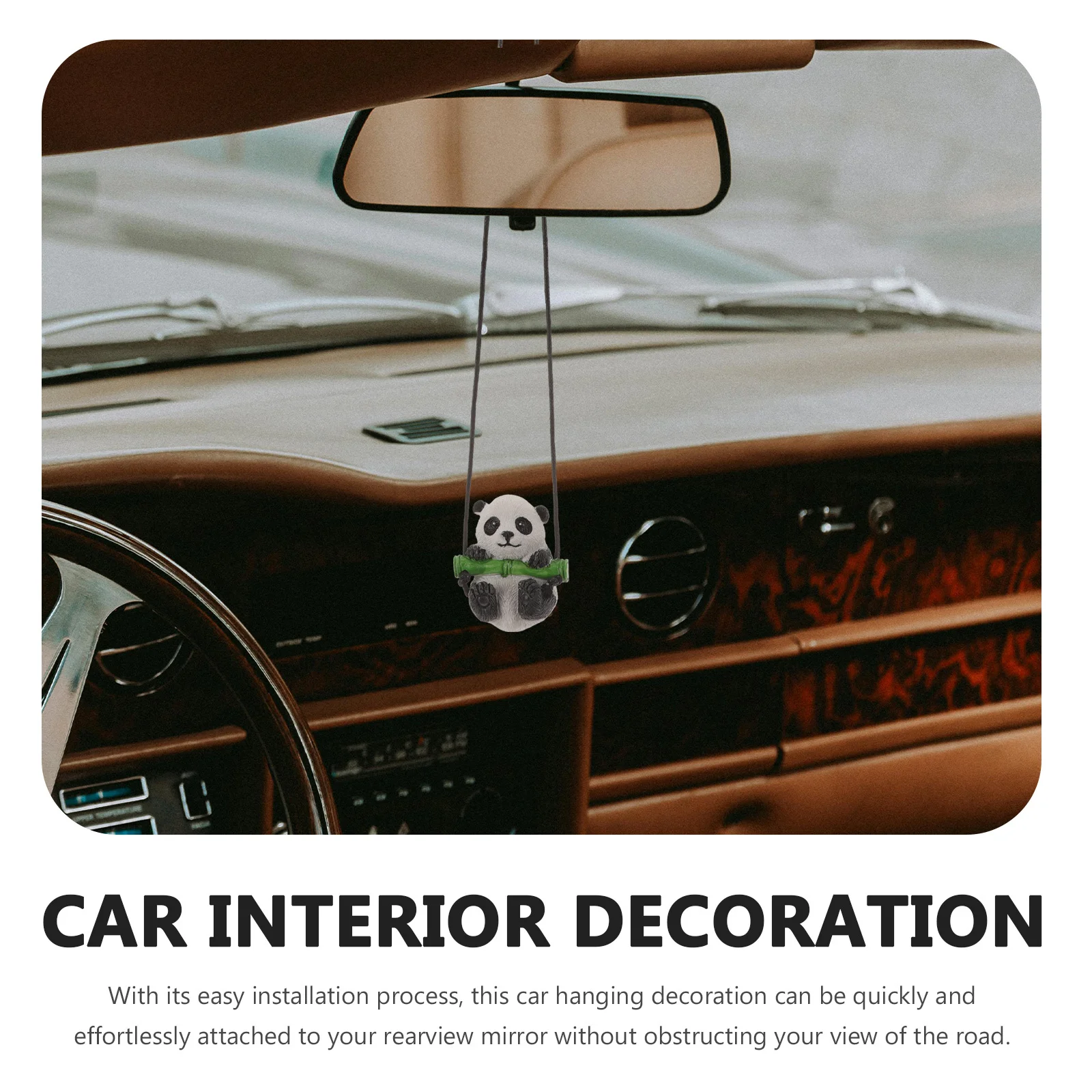 

Cute Panda Hanging Ornament Car Rearview Mirror Pendant Decoration Car Interior Accessories Charm Panda Ornament