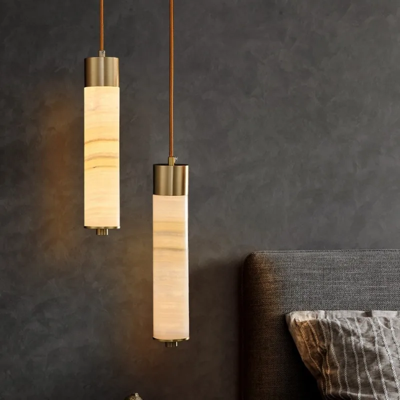 

Modern Copper Light Luxury Pendant Lamp Marble Bedside Bedroom Hotel Dining Room Kitchen Stone Hallway Hanging Home Decoration