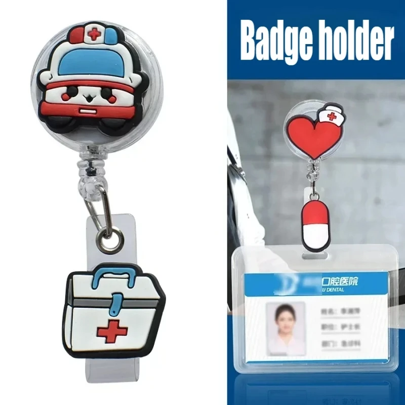 1Pc Cartoon Medical Series ID Card Badge Holder for Doctor Nurse Accessories Retractable Reel Name Tag Holder Keychain Lanyard