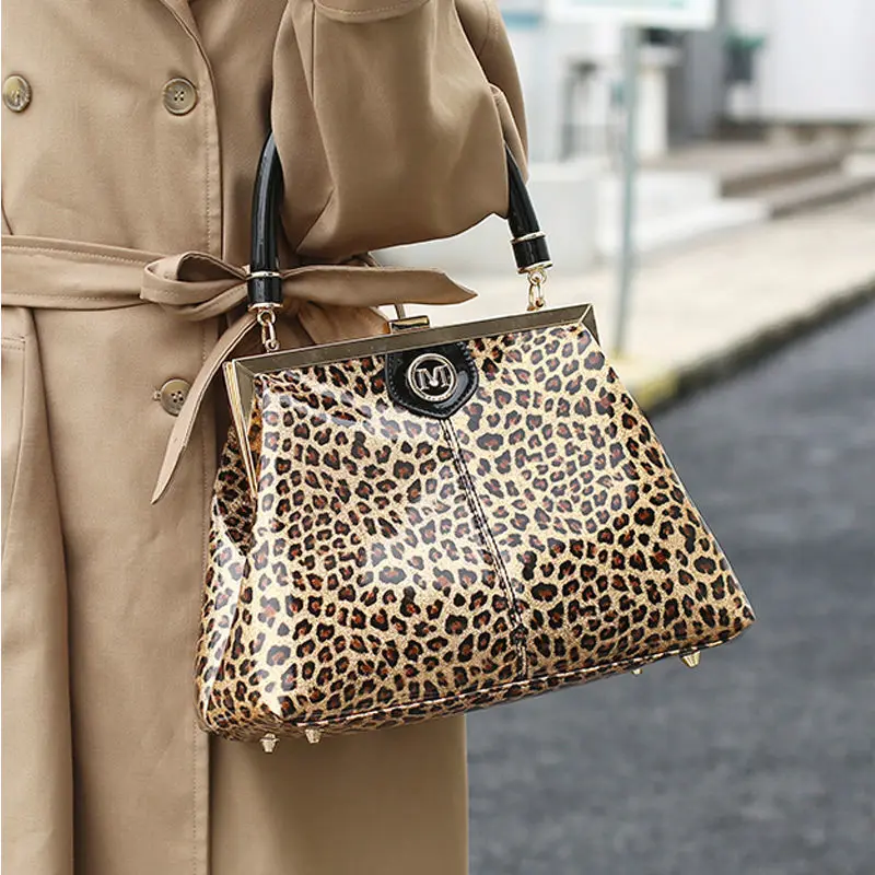 2023 New Fashion leopard Women Handbags European Design Patent Leather Lady Shoulder Bags Female Girl Brand Luxury Crossbody Bag