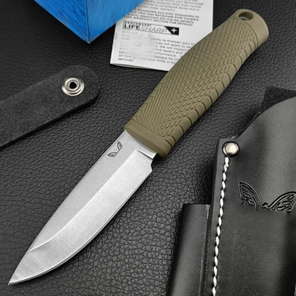 BM 200 Hunting Knife D2 Blade Rubber Handle EDC Outdoor Camping Hidden Tang Handheld Tool Self Defense Survival Knife