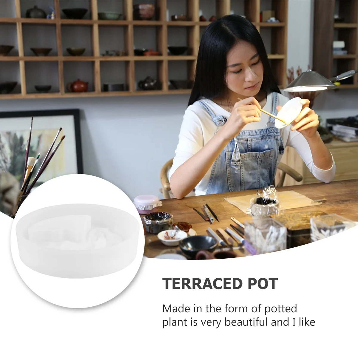 

Oval Terrace Planter Silicone Mold Diy Epoxy Resin Craft For Home White Delicate Drop Mold Jewelry Making Tool