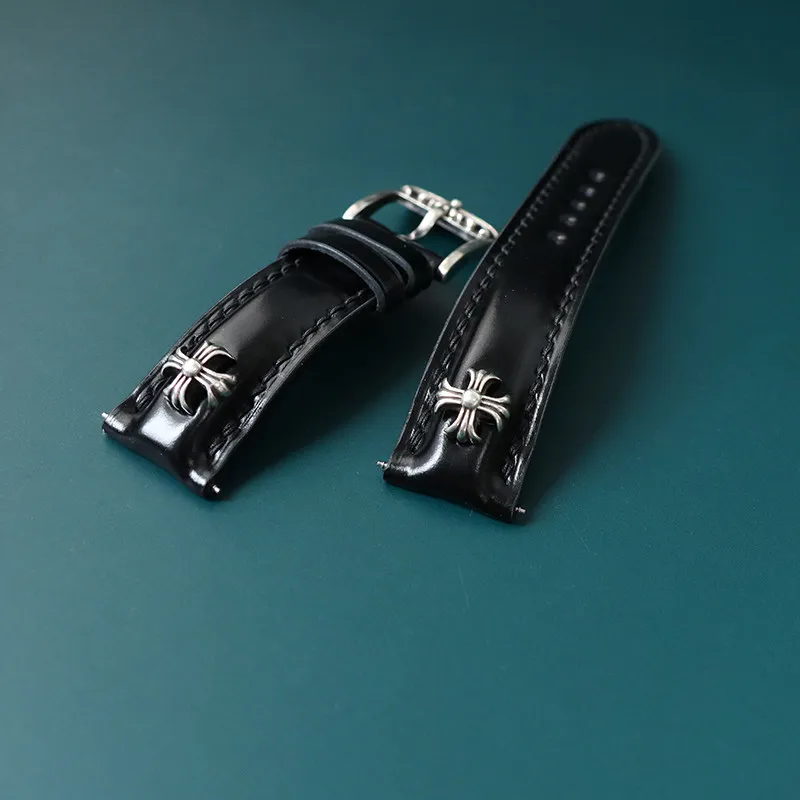 SHINKI HORWEEN CORDOVAN WATCH STRAP, UNIVERSAL HANDMADE GENUINE LEATHER