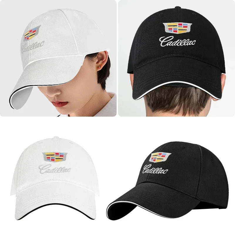 Car Logo Visor Sun Hats Moto Outdoor Baseball Cap Hip Hop Hat For Cadillac ATS BLS CT5 CT6 CTS SLR SRX STS XLR XT4 XT5 XT6 XTS