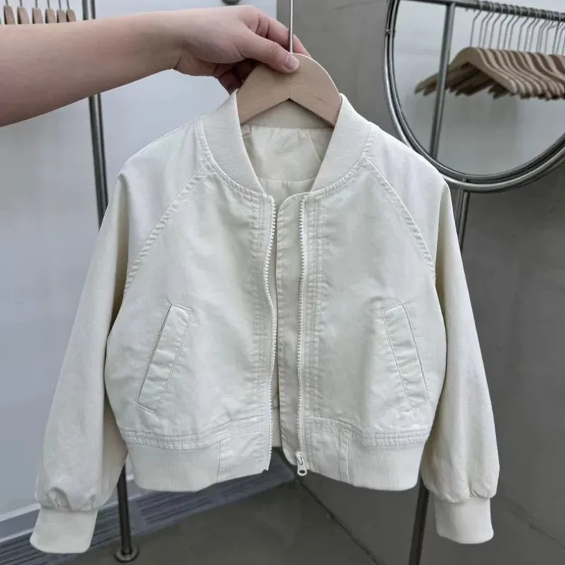 

Children's Jacket Spring 2026 New Style Girls' Western Casual White Short Top Girls' Korean Coat Thin