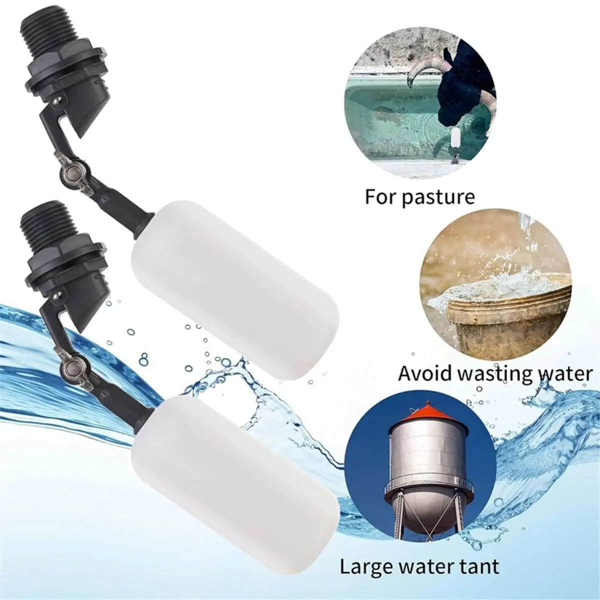 11·11COUPON 2 Pcs Float Valve,1/2 Inch Thread Automatic Water System Filler,Adjustable Arm for Ponds,Plastic Float Ball Valve