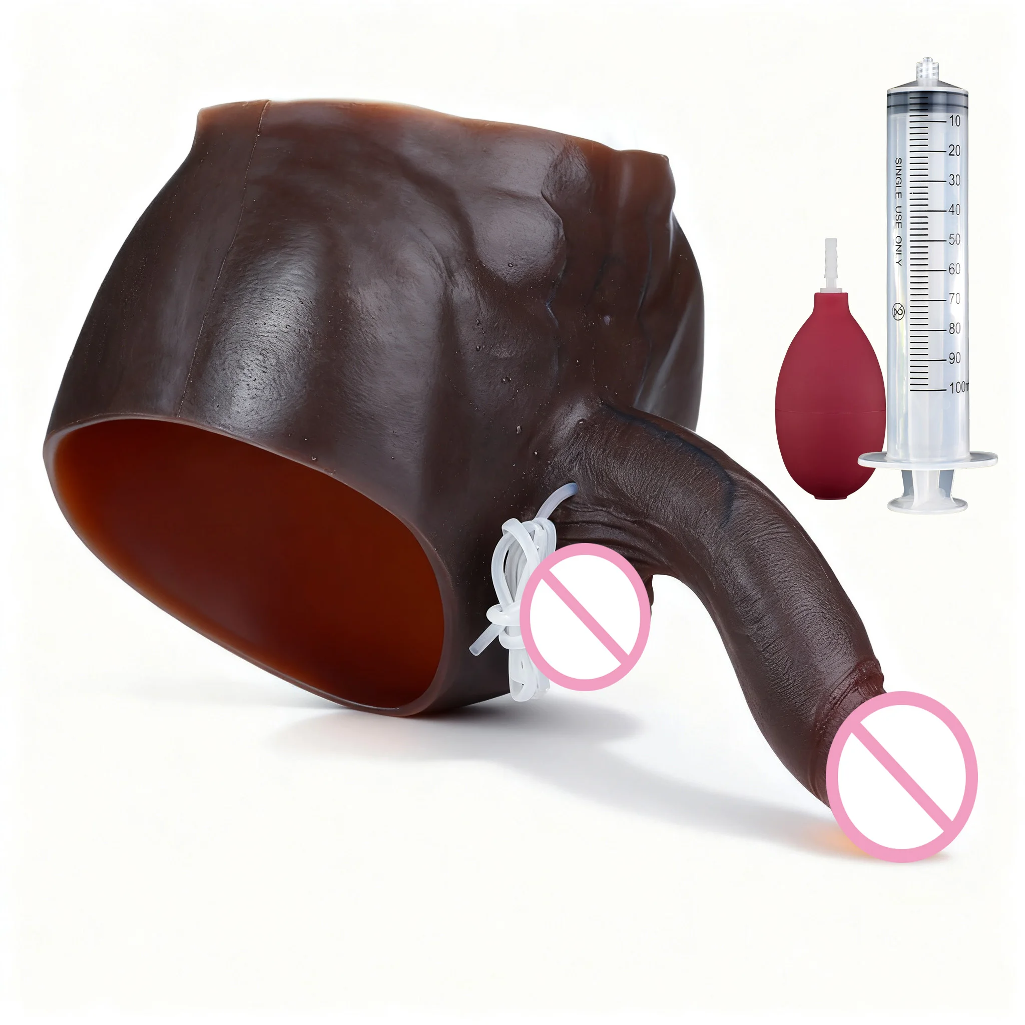 FAAK Silicone Black Large Lifelike Solid Penis Squirting Panties Nude Strapon Realistic Ejaculation Dildo Anal Sex Toy For Women