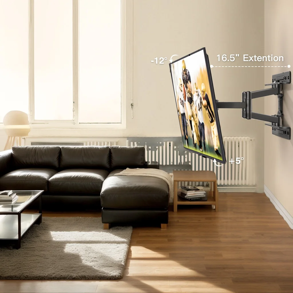 Full Motion TV Wall Mount for Most 32-65 inch TVs up to 99 lbs, TV Mount with Dual Articulating Arms Tilt Swivel Extension Leveling, Max VESA 400x400mm, Fits 12