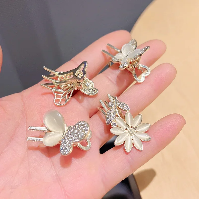 Korean Elegant Butterfly Hairpin Dreamy Sweet Side Clip Girl Bangs Clip Hairpin Women Metal Rhinestone Headwear Hair Accessories