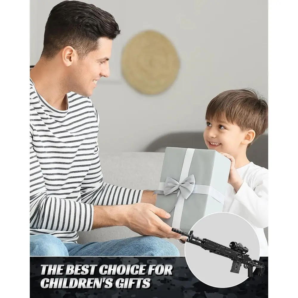 Set di blocchi da costruzione per cecchino MK14 - Mattoni giocattolo militari da 1468 pezzi per bambini e adulti