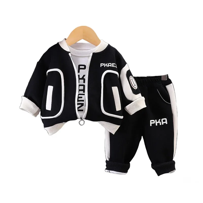 

Boutique Baby Boy Spring Clothes 2024 Fall Childrens Sporty Letter Long Sleeve Jackets + T-shirts + Pants Boys Outfits Kids Set
