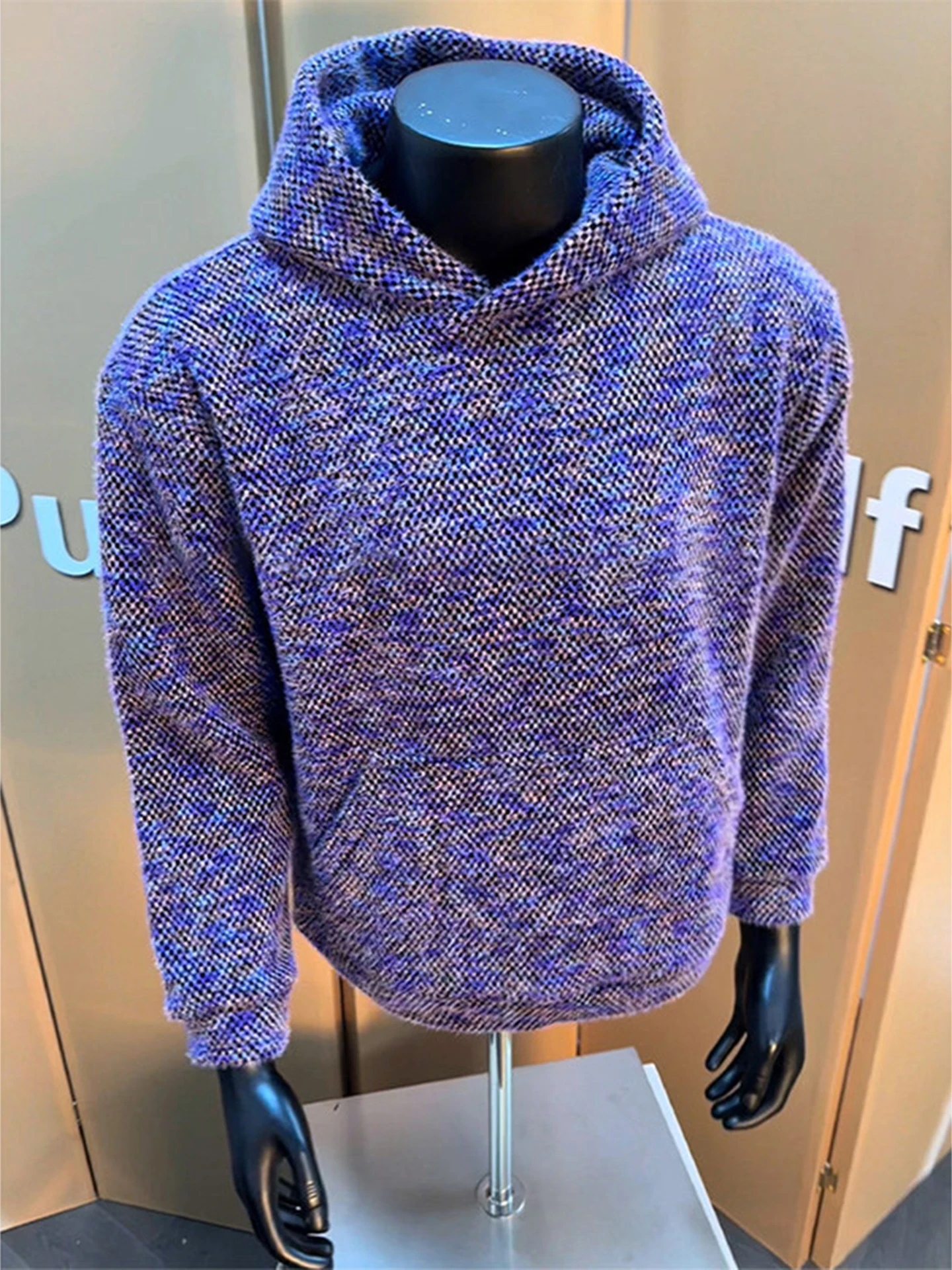 

Monet Фиолетовая вязаная толстовка с капюшоном Мужская весенняя новинка Sle American Lazy Sle Jaet Повседневная свободная посадка Long Sve