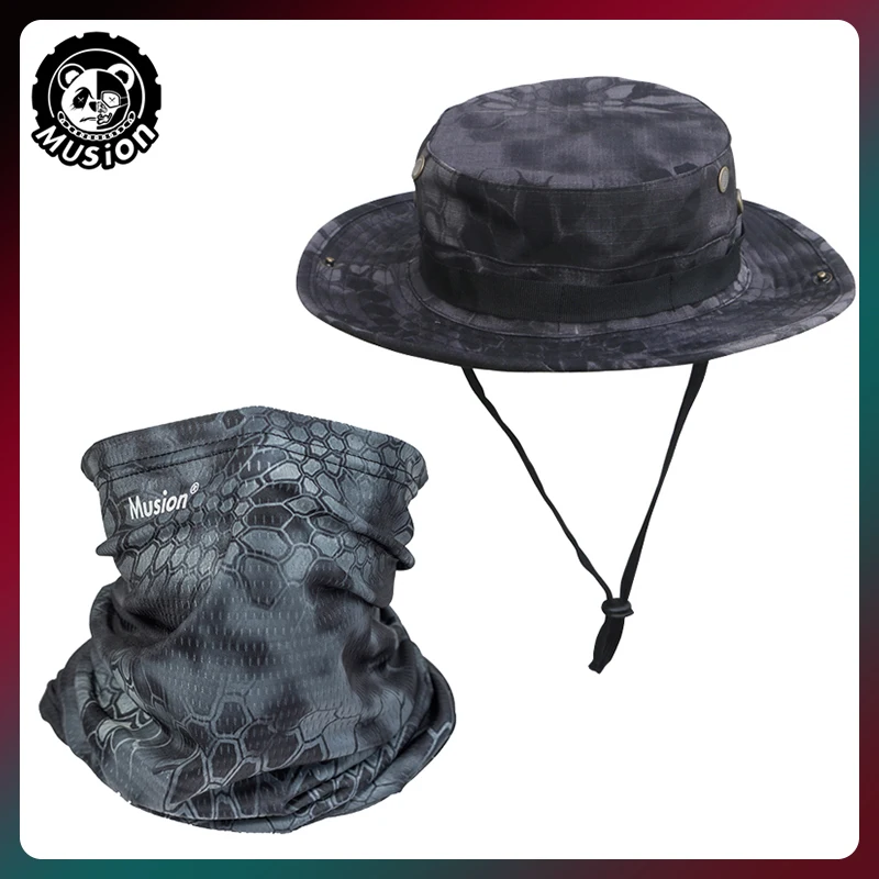 Musion Sturmhaube, Hutmaske, Fischerhut-Set, winddicht, staubdicht, multifunktional, für Herren und Damen, Motorrad, Wandern, Camping, Outdoor