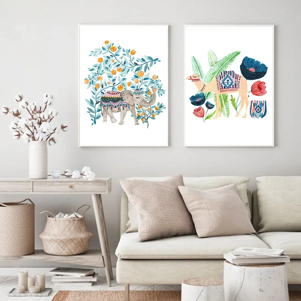 Plant Leaf Cat Camel Elephant Animal Wall Art Nordic Posters And Prints Nursery Wall Pictures Kids Room Decor Diamond Painting