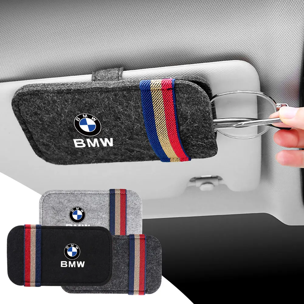 Car Sun Visor Eyeglasses Storage Bag Organize Glasses Clips For Bmw M Performance E90 F10 E60 X3 F25 E46 X5 F30 X7 E53 E91 E30