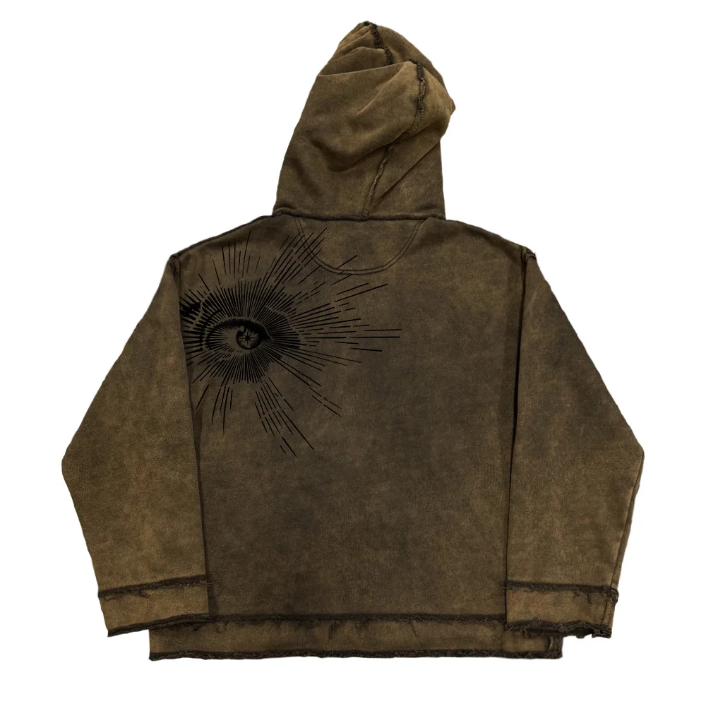 Retro American Dark Subculture High-End Eye Graffiti Hoodie Unisex Lazy Style Sweatshirt Fashionable Streetwear