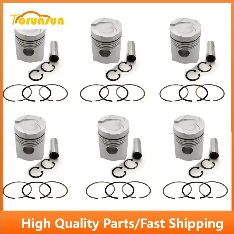 New 6 Sets STD Piston Kit With Ring 30017-97100 Fit For Mitsubishi 6DB1 Engine 110MM