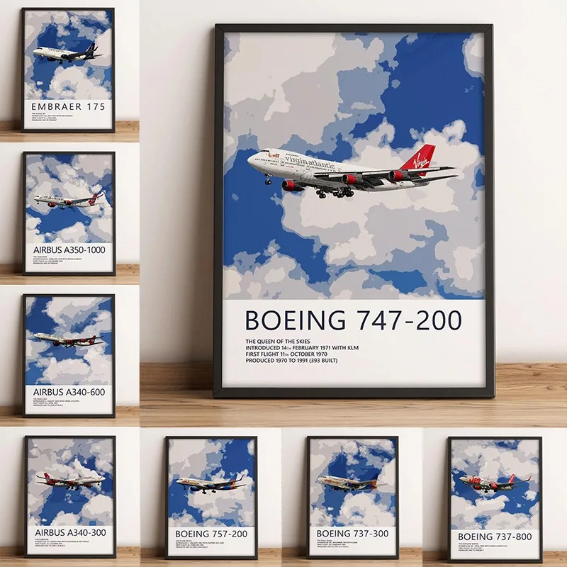 Modern Airline Aviation Poster Print Jet2 Boeing Airbus Airplane Canvas Painting Wall Art for Living Room Home Decor Pilot Gift
