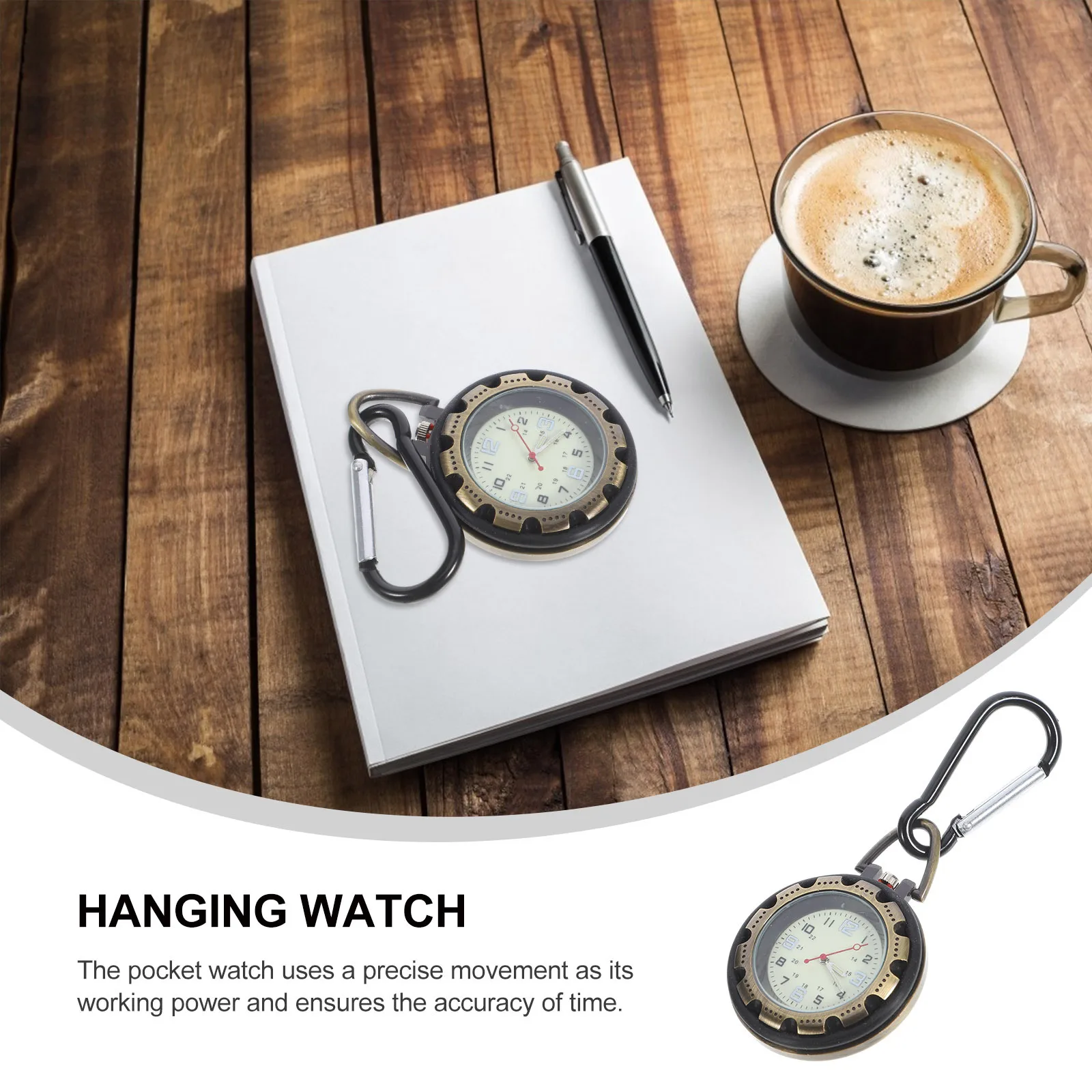 Outdoor Pocket Watch Carabiner Clip Mini Size Portable Hanging Buckle Backpack Clip Mountaineering Watch Glow in The Dark