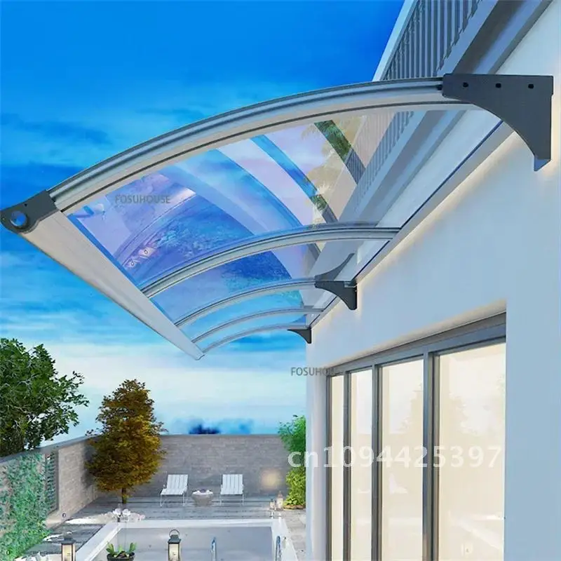 Aluminum Alloy Rain Awning with Sink Villa Balcony Eaves Home Outdoor Courtyard Rainproof Gazebos Front Door Canopy Sun Shelter