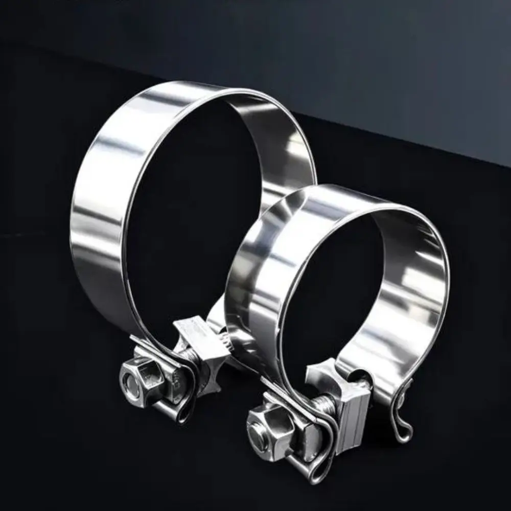 Strong Stainless Steel Exhaust Pipe Clamp 40-76mm Universal Pipe Connection Hoop Hose Clamp