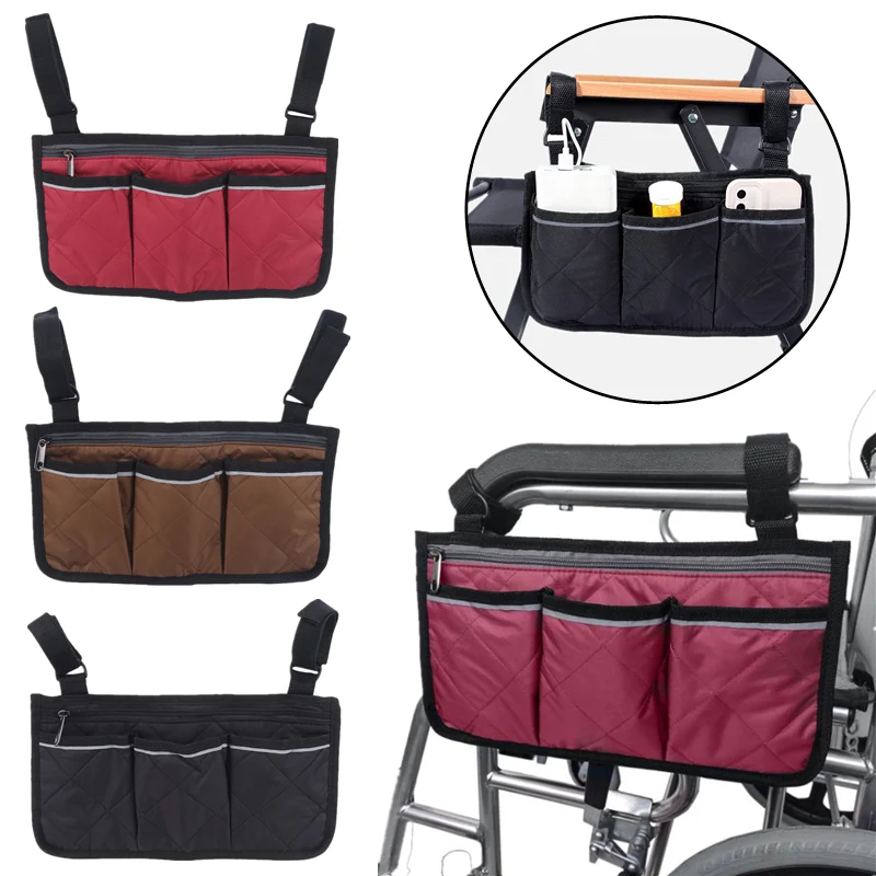 Wheelchair Armrest Side Storage Bag Waterproof Wheelchair Armrest Pouch For Most Walking Wheels And Mobile Equipment Accessories