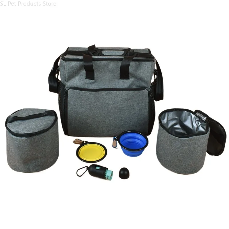 

Дорожная сумка для домашних животных, портативный органайзер для собак и кошек, уличная сумка для хранения с контейнерами для еды, миска для воды, диспенсер, многофункциональный