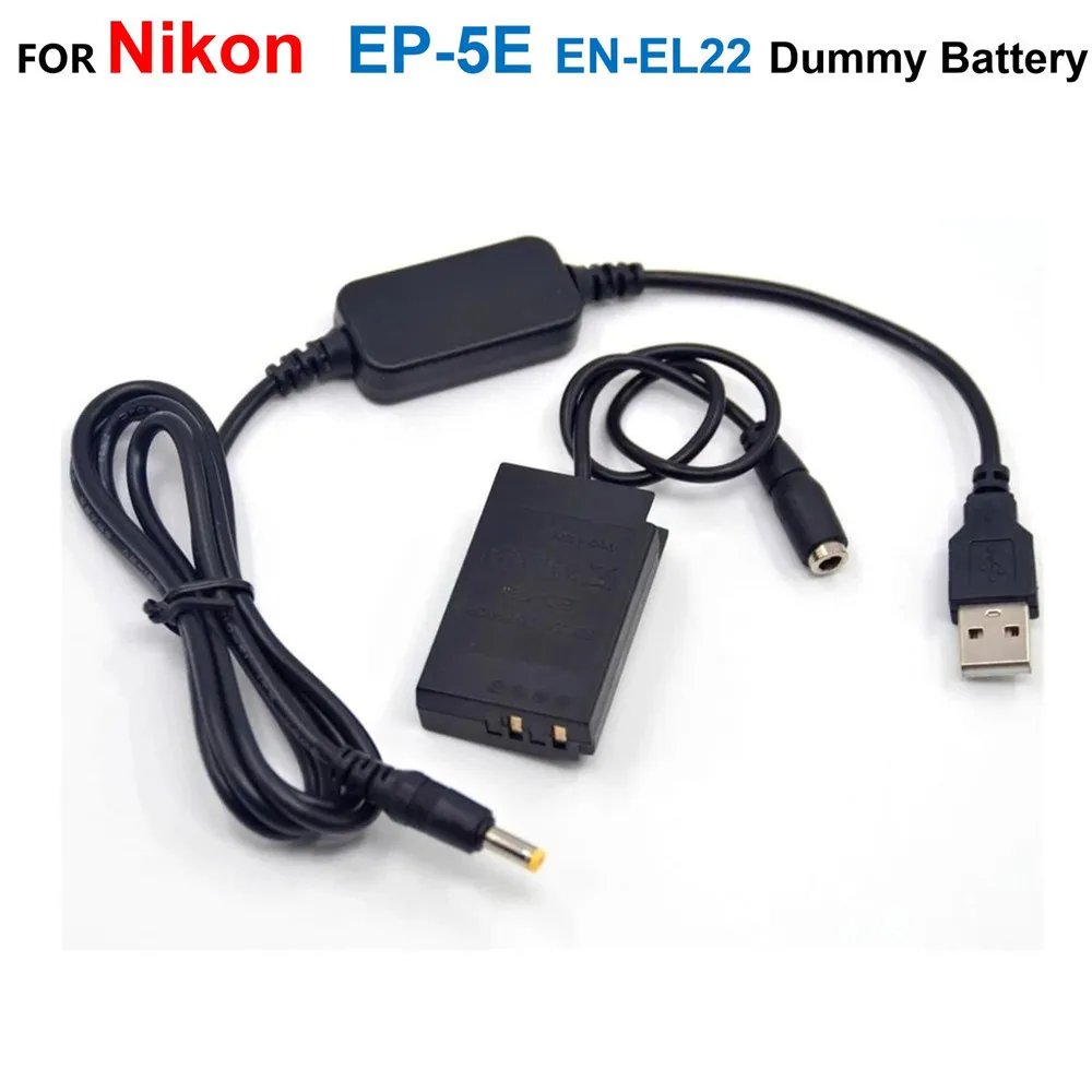 

5V USB Power Cable EH-5 EH-5A Adapter+EP-5E DC Coupler ENEL22 EN-EL22 Dummy Battery For Nikon 1 J4 S2 1J4 1S2