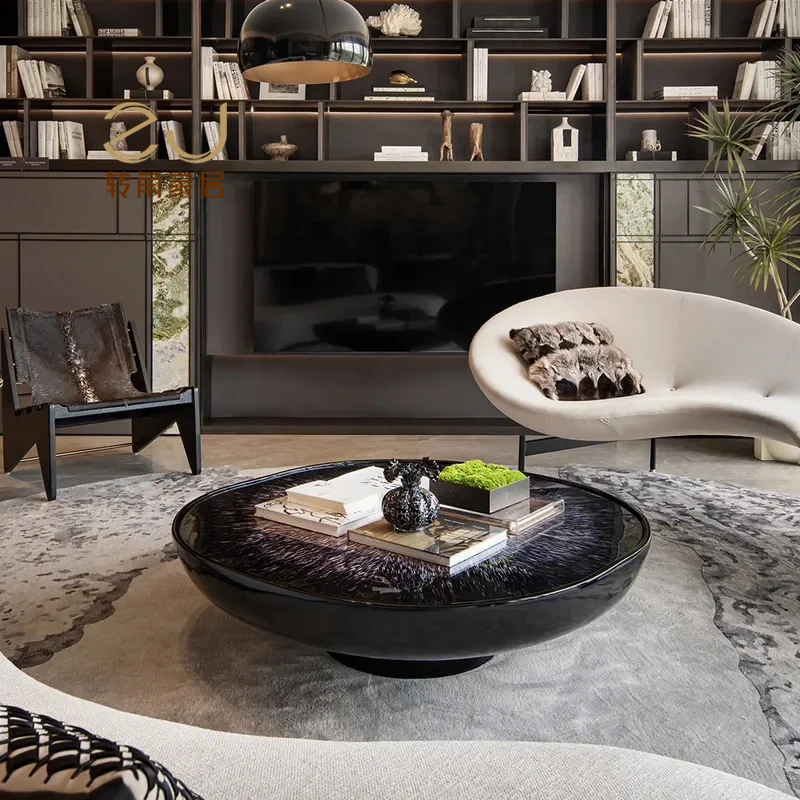 

Luxury Living Room Coffee Table Decoration Modern Unique Aesthetic Coffee Table Round Clear Mesa Auxiliar Postmodern Furniture