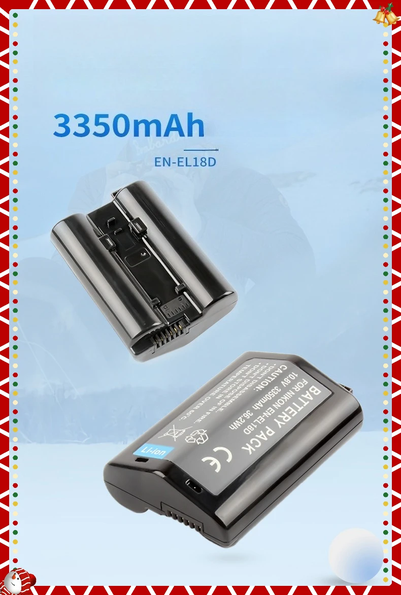 

2pcs 3350mAh Lithium Battery EN-EL18d Battery Suitable for Nikon Z9 D6 D5 DSLR Cameras D4S D800 High Capacity