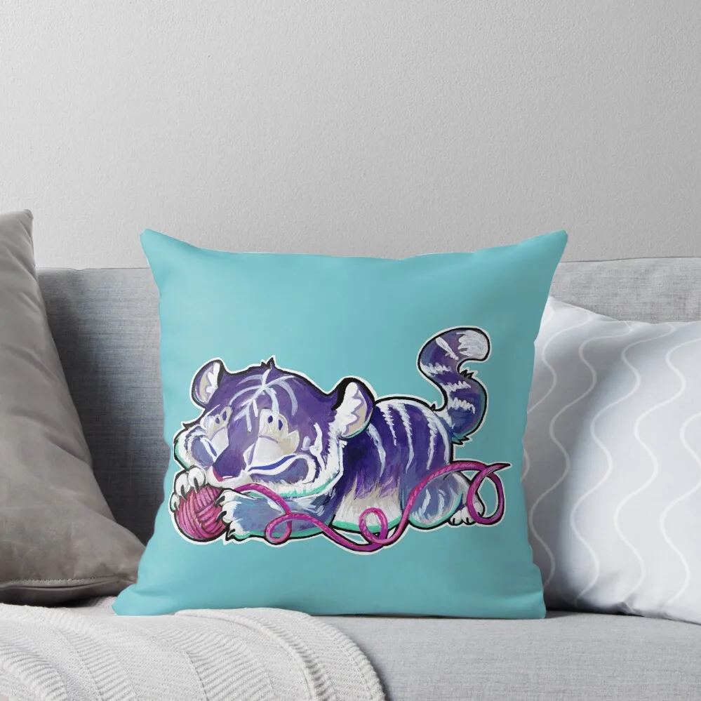 

Yarn the sleepy purple tiger Throw Pillow Christmas Pillowcase luxury decor Luxury Cushion Cover