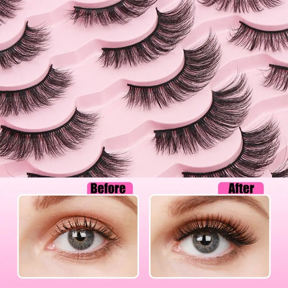 20 paires de faux cils 3D longs et épais en poils de vison, Volume naturel, faits à la main, outils de maquillage pour les yeux