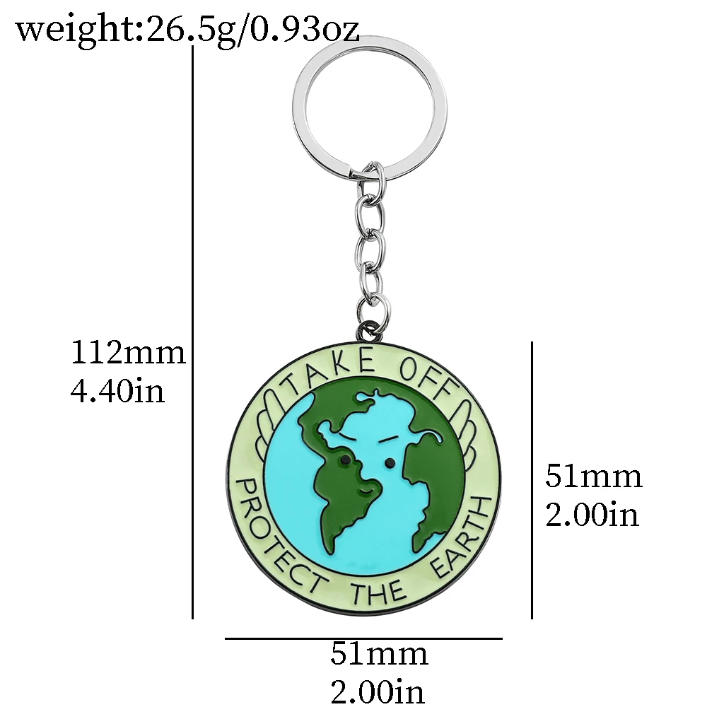 Stop Destroying the Earth Pendant Keychains Protect Planet Environment Metal Keyring Public Welfare Jewelry Gift for Friends