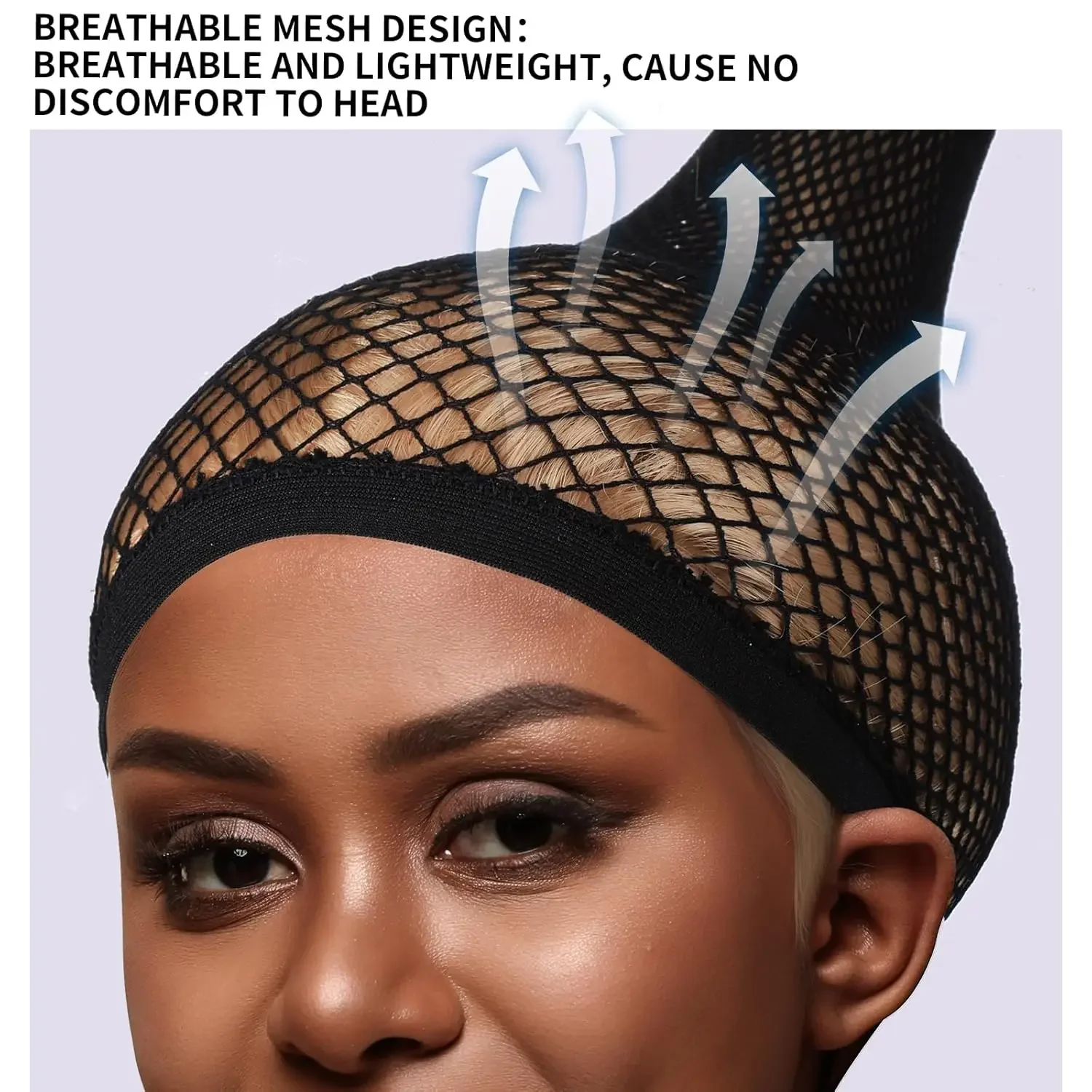Black Skin Wig Cap, Hair Net for Wigs,Wig Caps for Women, Large Mesh Wig Cap for Long Hair,Nylon Wig Net Non Slip for Daily 2028