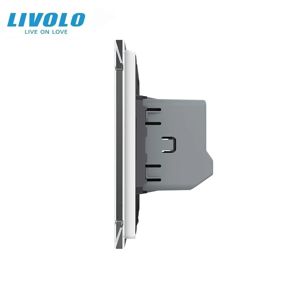 Livolo EU Standard Touch Switch with  Socket , Black Crystal Glass Panel, 16A EU Socket, VL-C701-12 / VL-C7C1EU-12