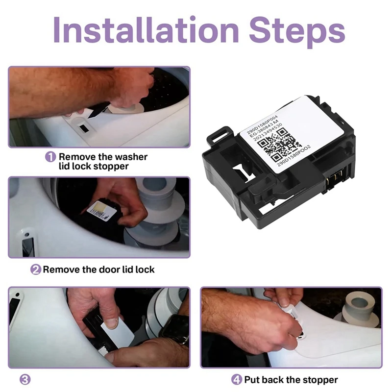 3X WH01X27954 Washer Lid Lock Switch Part 290D1580P004 For GE Hotpoint Top Load Washing Machine Door Lock Assemblyglobal Stock R