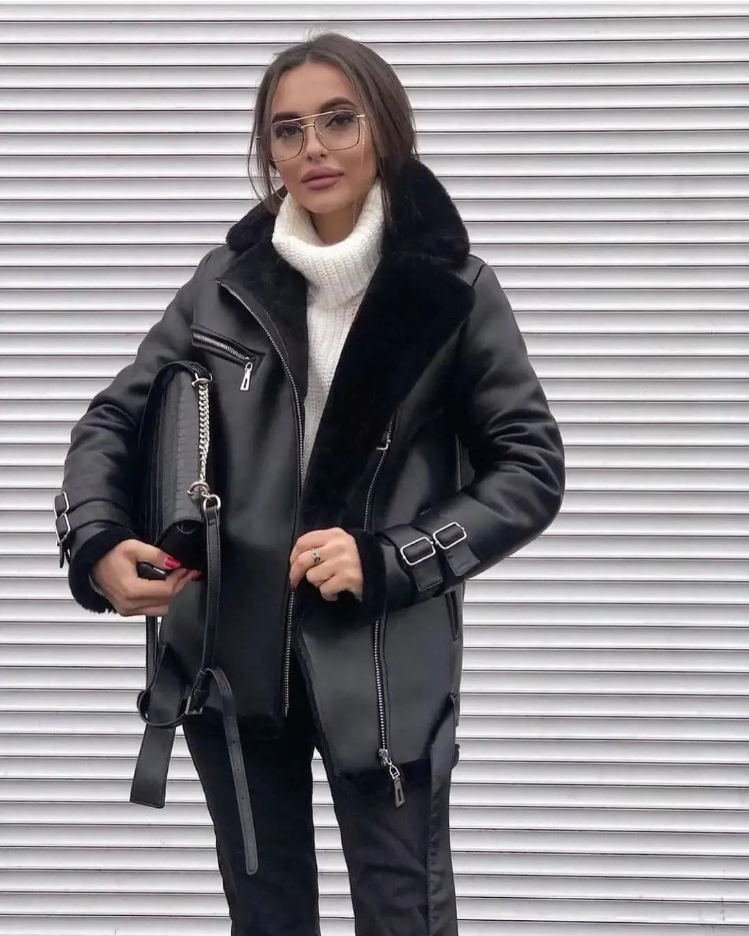 Autumn And Winter New Suede Lapel Zipper Cardigan Fashion Women's Long Sleeve Solid Color Coat Women