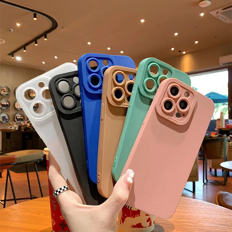 Tanjieti Silicone Phone Case For iPhone 11 12 13 14 15 Pro Max XS X XR 7 8 15 6 Plus SE 2020 Camera Lens Protection Cover