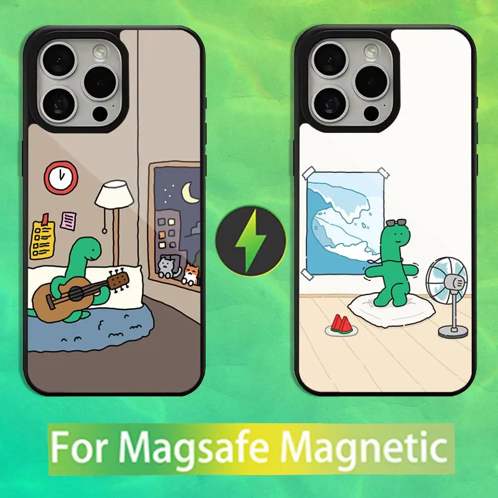 

Cute Cartoon Green Dragon Phone Case For iPhone 16,15,14,13,12,11,Pro,Max,Plus,Mini,Magsafe,Magnetic Wireless Charging Case