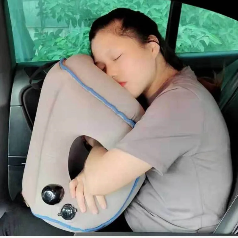 Upgraded Inflatable Air Cushion Travel Pillow Headrest Chin Support Cushions for Office Car Airplane Plane Rest Neck Nap Pillows