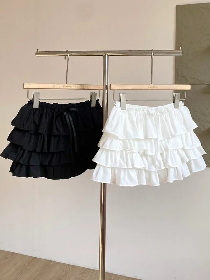 Sweet White Cake Skirt 2026 New Korean Style Summer Design Elastic Waist Slimming Versatile Half-length Short Skirt for Women