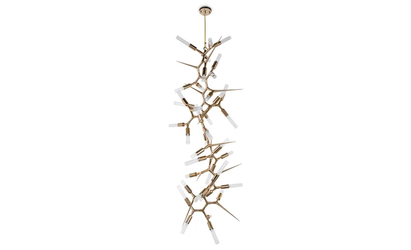 Modern Copper Light Luxury Unique and Artistic Creative Shard Chandeliers Staircase Brass Pendant Chandelier Manufactures