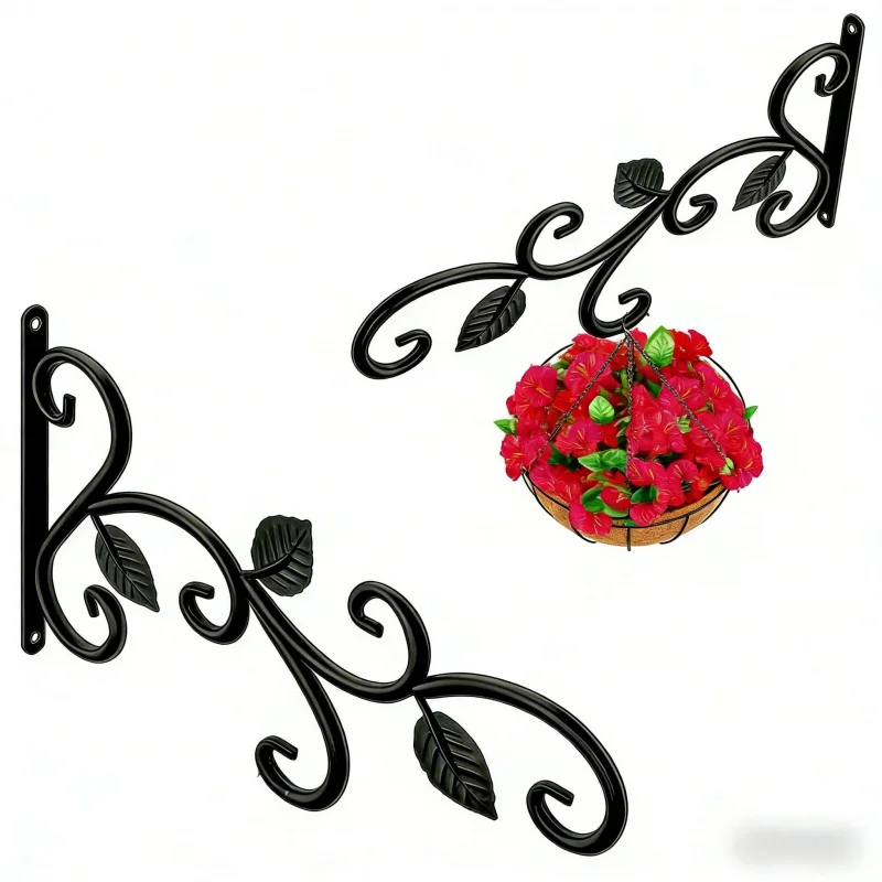 Iron Plant Hanging Rack2-4Personalized Retro Style Metal Hook Indoor Outdoor Flower Pot Hanger Basket Wall Mount Rack